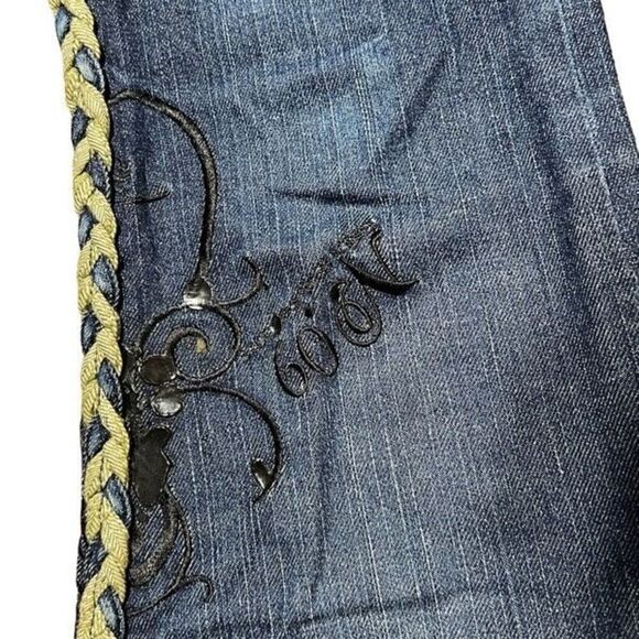 KDNK Wide Leg Studded and Embroidered Jeans Braided Trim Size 27 - Picture 5 of 8